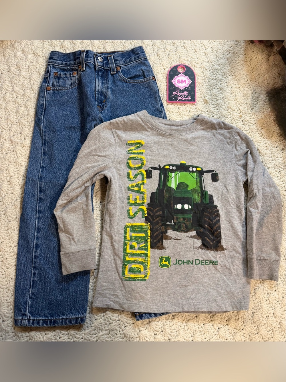 John Deere Gray Long Sleeve Tee with Jeans